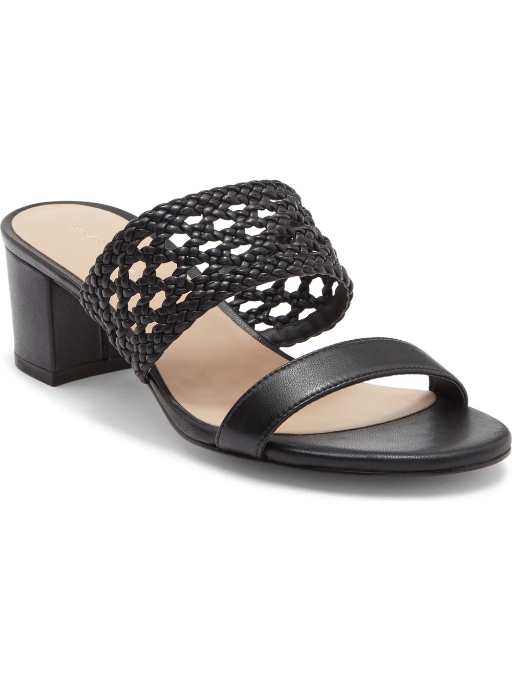 NIB Stuart Weitzman Black Leather ‘Briar Block 50’ Heeled Sandals, Size 7.5